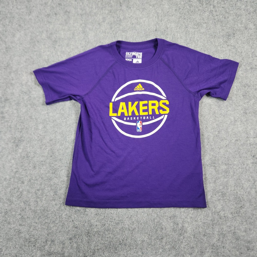 Adidas Los Angeles Lakers Shirt Kids Size 5/6 Purple Ultimate Tee Basketball NBA